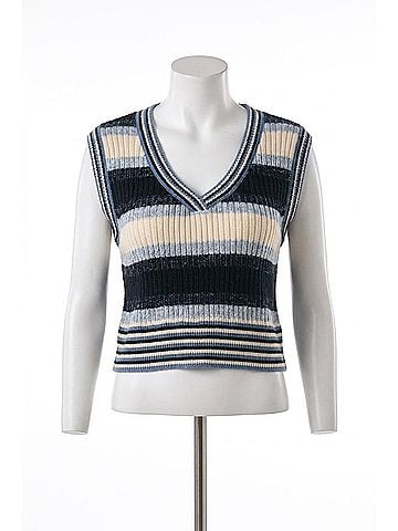 Elan Kaia Sweater Vest Collar Top Set in Blue Multi (view 1)