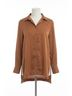 Elan Solid Brown Button Down High Slit Blouse in Brown Size M - photo 1