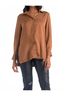 Elan Solid Brown Button Down High Slit Blouse in Brown Size M - photo 2