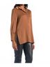 Elan Solid Brown Button Down High Slit Blouse in Brown Size M - photo 4