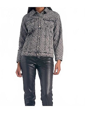 Elan Denim Quilted Jacket in Black Wash (view 2)