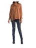 Elan Solid Brown Button Down High Slit Blouse in Brown Size M - photo 5