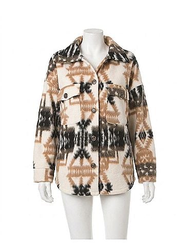 Elan Aztec Print Coat in Camel (view 1)