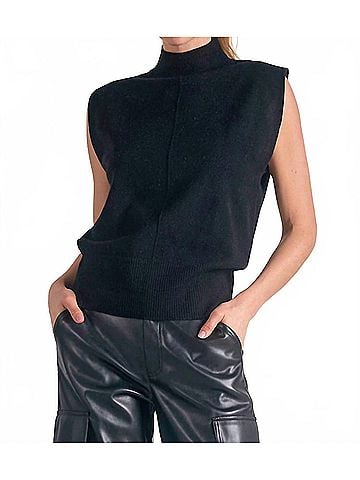 Elan Chelcie Sleeveless Sweater in Black (view 2)