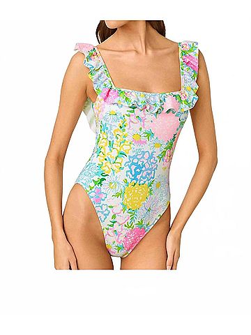 Lilly Pulitzer Aemma Ruffle One Piece Swimsuit in Multi Lilly Garden (view 2)
