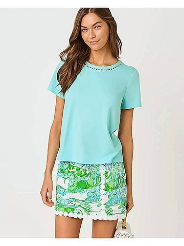 Lilly Pulitzer Clairmont Pearl Knit Top in Day Dream Blue (view 2)