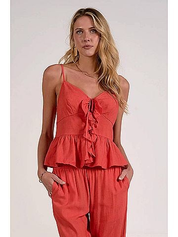 Elan Tioni Tie Front Top in Red (view 2)