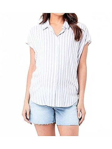 Ripe Quinn Relaxed Button Shirt in Blue/White (view 2)