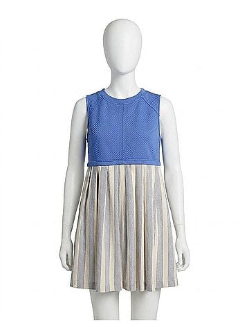 Umgee Mixed Sleeveless Mini Dress in Sapphire (view 1)