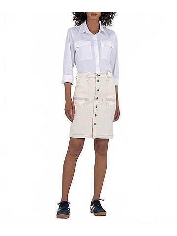 Kut from the Kloth Isla Pencil Skirt in Cream (view 2)