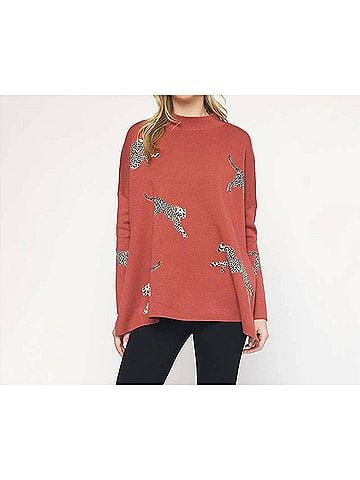 Entro Leopard Sweater Top (view 2)