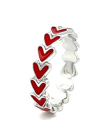 Starlette Women's Eternity Heart Ring in Silver (view 2)