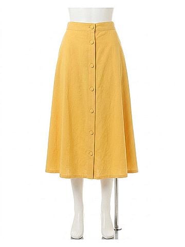 Skies Are Blue Women's Button Down Maxi Skirt in Sunflower (view 1)