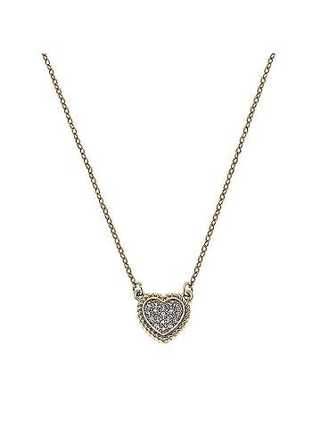 Canvas Women's Corrine Pav Heart Charm Necklace in Worn Gold (view 1)