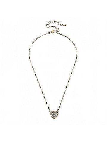 Canvas Women's Corrine Pav Heart Charm Necklace in Worn Gold (view 2)