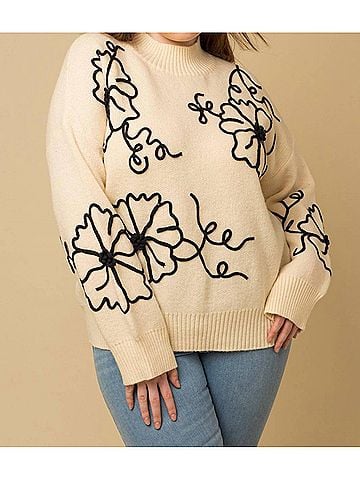 Gilli Feel Good Stuff Mock Neck Sweater in Natural (view 2)