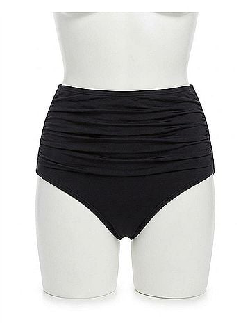 Miraclesuit Shirred Front Brief Swim Bottom in Black (view 1)