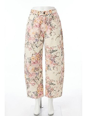 Entro Blooming Fields Barrel Jeans in Cream And Pink Floral (view 1)