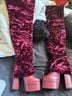 Hot Topic Burgundy Pink Boots Size 6 1/2 - photo 3