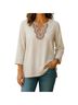 Kate Hill 100% Linen White Pink 3/4 Sleeve Top Size XL - photo 7