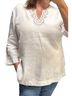 Kate Hill 100% Linen White Pink 3/4 Sleeve Top Size XL - photo 1