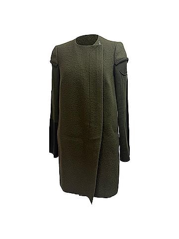 Rick Owens Rick Owens Winter Swan Peacoat in Green Wool (view 1)