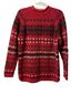 Eddie Bauer 100% Cotton Fair Isle Red Black White Pullover Sweater Size M - photo 1