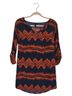Wish 100% Polyester Aztec Or Tribal Print Multi Color Blue Orange Casual Dress Size S - photo 1