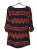 Wish 100% Polyester Aztec Or Tribal Print Multi Color Blue Orange Casual Dress Size S - photo 2