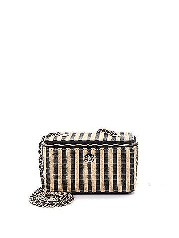 Chanel Classic Vanity Case with Chain Striped Raffia and Jute Small (view 1)