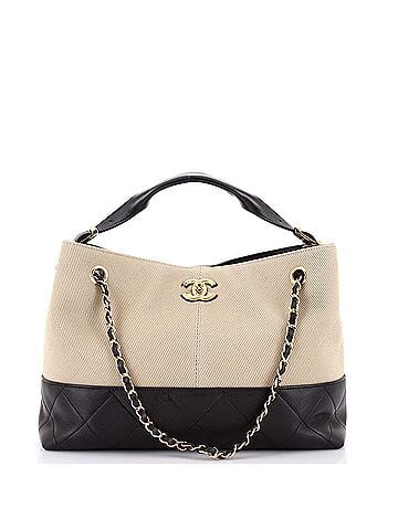 Chanel Coco Base Shopping Bag Quilted Canvas and Lambskin Small (view 1)