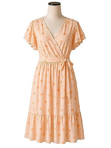 LC Lauren Conrad Romantic Polka Dot Wrap Dress Casual Dress (view 1)