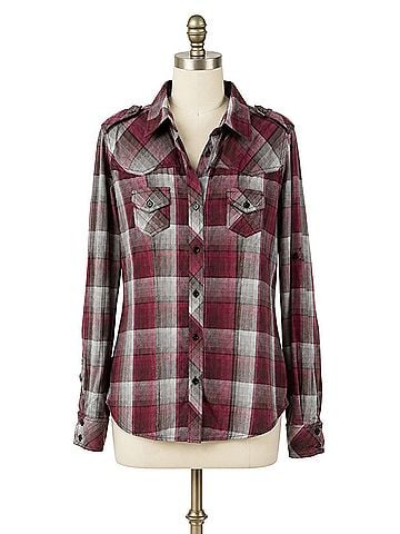 Cruel Girl Western Plaid Long Sleeve Button-Down Shirt (view 1)