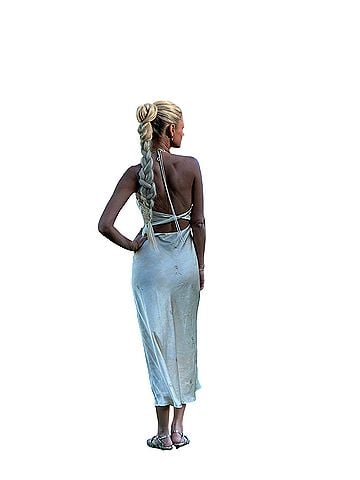 Zara Satin Midi Slip Dress Cut Out Back Sleek Cocktail Dress (view 1)