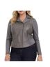 Torrid 68% Rayon 27% Nylon 5% Spandex 96% Polyester 4% Spandex 100% Polyester Solid Gray Faux Leather Jacket Size 1X - photo 1