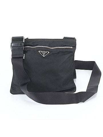Prada Prada Tessuto Nylon Triangle Logo Leather Shoulder Bag Messenger Black Men's (view 1)