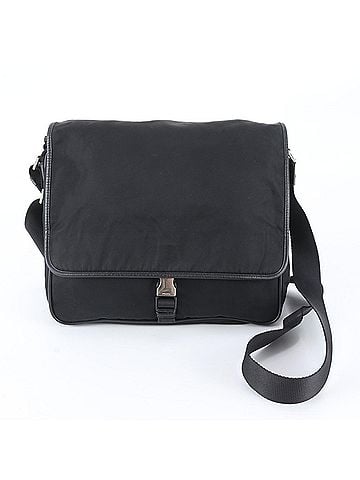 Prada Prada Tessuto Nylon Triangle Logo Leather Shoulder Bag Messenger Black Men's (view 1)