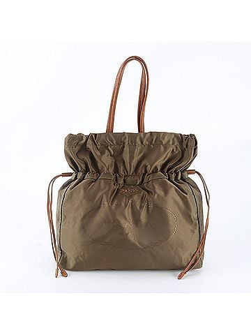 Prada Prada Tessuto Nylon Jacquard Logo Drawstring Leather Tote Bag Handbag Shoulder Women's (view 1)