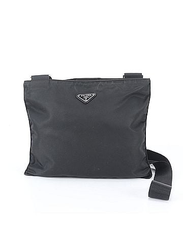 Prada Prada Tessuto Nylon Triangle Logo Leather Shoulder Bag, Black, Women's (view 1)