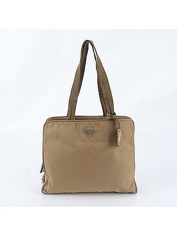 Prada Prada Tessuto Nylon Triangle Logo Leather Tote Bag Handbag Shoulder Women's (view 1)