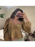 Mi ami Print Gold Long Sleeve Blouse Size S - photo 4