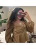Mi ami Print Gold Long Sleeve Blouse Size S - photo 6