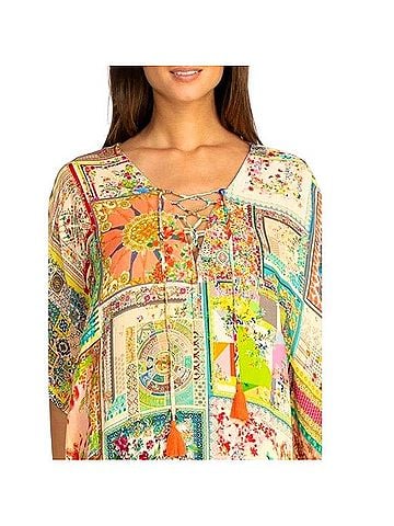 Johnny Was Bella Lace Up Maxi Kaftan Dress Casual Dress (view 1)