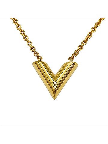 Louis Vuitton Louis Vuitton Essential V Necklace, Metal, Gold, M61083, OB1212, Women's (view 1)