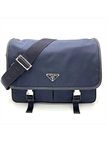 Prada Prada PRADA Logo Hardware Shoulder Bag Nylon Navy Silver Women's (view 1)