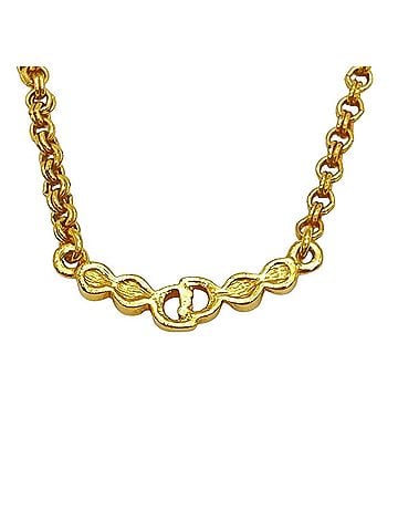 Christian Dior Christian Dior CD Logo Rhinestone Necklace, GP Gold, Women's (view 2)