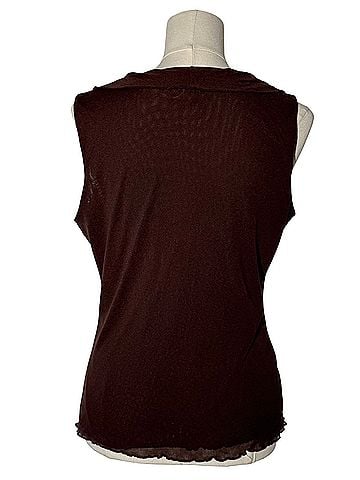 Oscar De La Renta Y2K Mesh Ruffle Top Sleeveless Blouse (view 2)