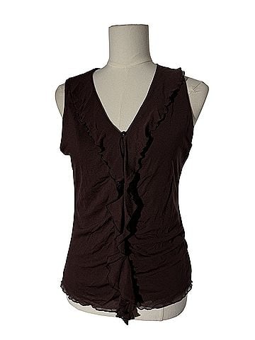 Oscar De La Renta Y2K Mesh Ruffle Top Sleeveless Blouse (view 1)