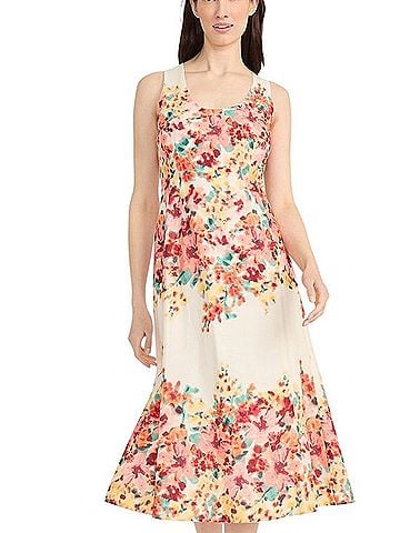 Maggy London Floral Midi Dress Casual Dress (view 2)
