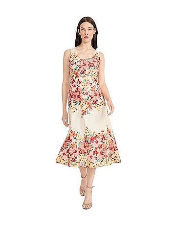 Maggy London Floral Midi Dress Casual Dress (view 1)